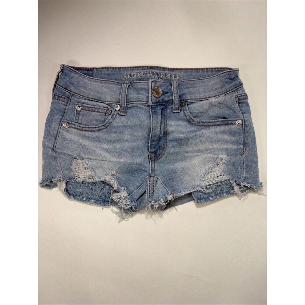 American Eagle Women’s Low Rise Super Stretch Shortie Denim Shorts Size 00